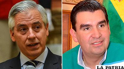 El vicepresidente, Álvaro García Linera y el alcalde de Cochabamba, José María Leyes /ERBOL