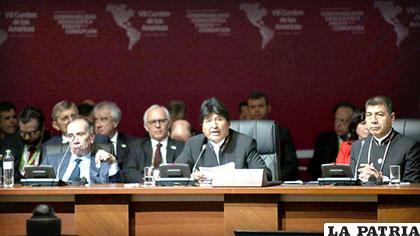 Morales durante su reciente participación en la Cumbre de las Américas /El Universal