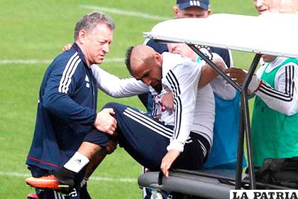 Vidal se lesionó en el entrenamiento del domingo