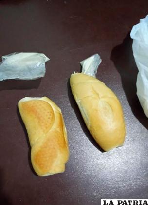 Los dos panes en cuyo interior se halló la droga