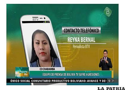 Una de las agredidas que trabajan en Bolivia TV /ANP
