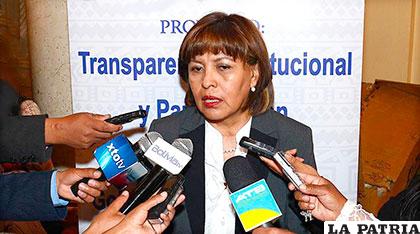 La ex ministra, Nardy Suxo /Los Tiempos
