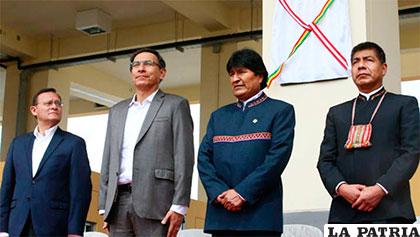 El Presidente Evo Morales y su homólogo del Perú, Martín Vizcarra, en la inauguración del CEBAF /LaRepublica.pe