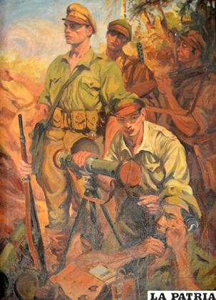 1. Campaña del Chaco, oleo-lienzo. 1942
Colección: Museo Histórico Militar del Colegio Militar ´Gualberto Villarroel´