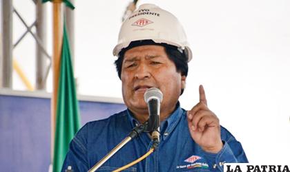 Evo Morales este viernes en un acto en el chaco/ Min. Hidrocarburos