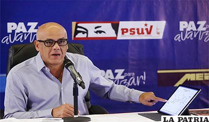 El ministro de Comunicación, Jorge Rodríguez, fue enérgico en su pedido /INFOCIFRAS.ORG