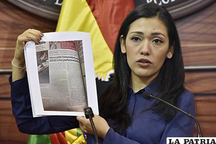 La presidenta de la Cámara de Senadores, Adriana Salvatierra/ APG