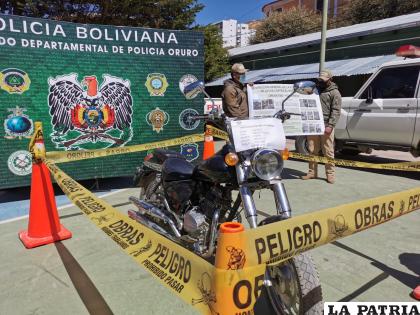 La motocicleta fue recuperada e identificada por el propietario /LA PATRIA
