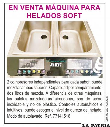 En venta máquina para HELADOS SOFT Ref. 77141516.