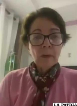 La exministra de Añez, Eidy Roca en el video enviado al Presidente Arce /Captura