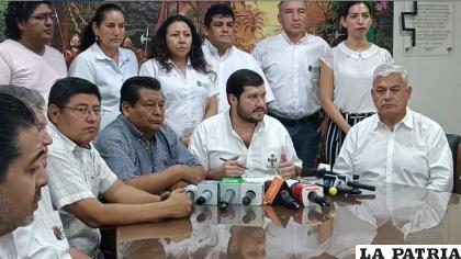 Dirigentes gremiales durante la conferencia de prensa /RRSS