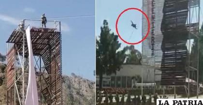 Cadetes realizando el salto de la muerte/RR.SS.