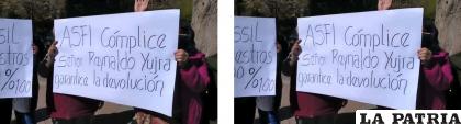 Marcha y movilización de usuarios de Banco Fassil en Oruro /LA PATRIA 
