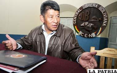 Actual ejecutivo de la Central Obrera Boliviana (COB), Pedro Montes