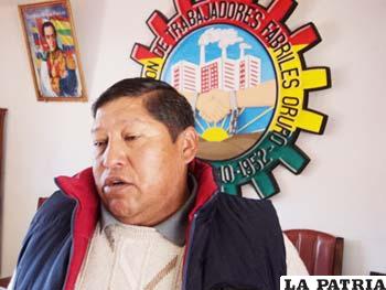Secretario General de la Federación de Trabajadores Fabriles de Oruro, Rubén Sejas
