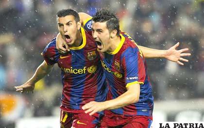 Pedro y Villa, jugadores de Barcelona