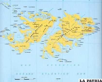 Mapa de las Islas Malvinas, islas de la que el gobierno británico insiste que no negociará con Argentina (Foto: elantroposofista.blogspot.com)