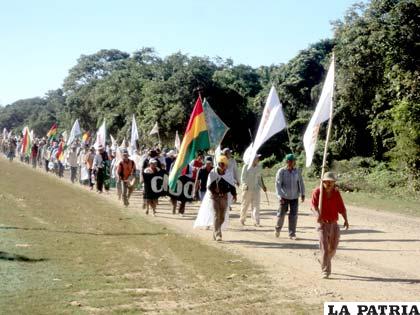 IX marcha en defensa del Tipnis se encuentra a pocos kilómetros de la población de San Ignacio de Moxos (APG)