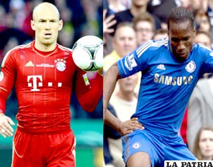 Robben del Bayern frente a Drogba del Chelsea, figuras de sus equipos (foto: notio.com.a)