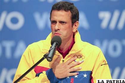 Capriles, líder de la oposición en Venezuela