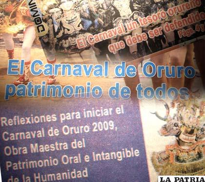 Debemos salvaguardar el Carnaval de Oruro como Patrimonio de la Humanidad