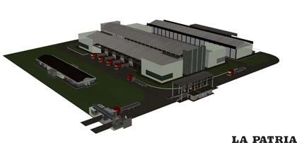 Modelo del centro de almacenamiento de granos que será construido en Caracollo