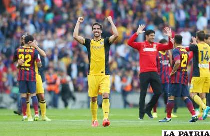 La emoción de los jugadores del Atlético de Madrid