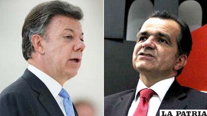 El actual presidente Santos y el candidato derechista Zuluaga a la segunda vuelta