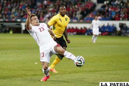Del partido que disputaron Suiza y Jamaica