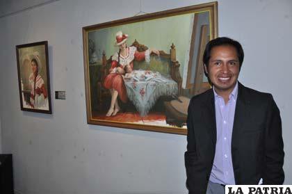 Argelio Zamudio en la inauguración de su exposición