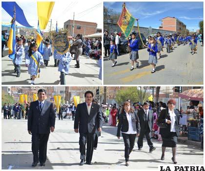 Los alumnos y profesores de la escuela Ferroviaria en el homenaje de los 94 años