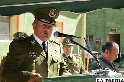 El nuevo comandante departamental, coronel Rodolfo Tapia