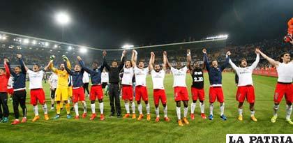 El festejo de los jugadores del Paris Saint Germain