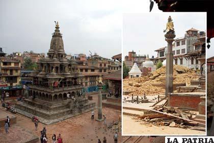 El templo de Vatsala Durga, antes y después del seísmo