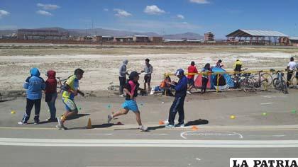Durante la prueba en la modalidad de carrera