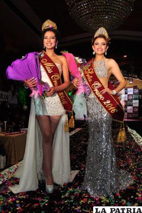 Julia Méndez, Miss Oruro 2016, y Yesica Salcedo, Señorita Oruro 2016