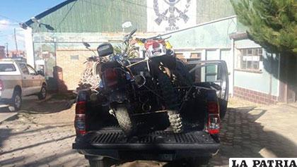 Las motos llegaron a Diprove en una camioneta