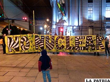 La Paz, manifestación contra la energía nuclear. Fotografía: Cortesía de 