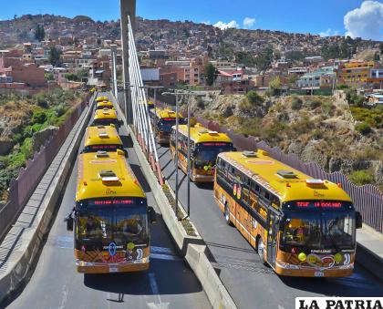 Alcaldía paceña presentó a la población 80 nuevos buses Puma Katari /APG