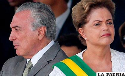 El mandatario interino, Michel Temer, y la suspendida presidenta de Brasil, Dilma Rousseff /backbuho.com