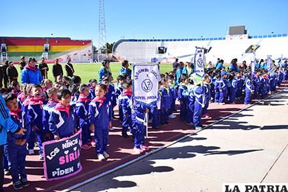 Durante el acto de inauguración de las Olimpiadas Zaconetistas