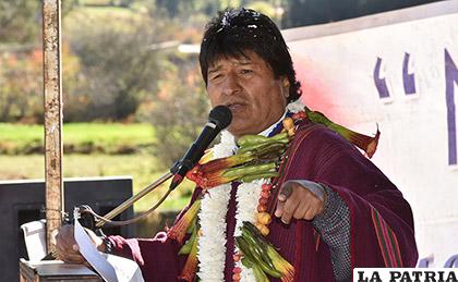 El Presidente Evo Morales se refirió a este tema durante el acto en la comunidad Pucara