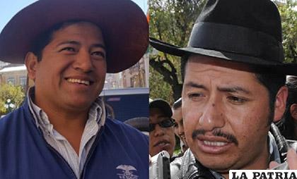 El diputado Basilio Velásquez (izq) y el gobernador de Chuquisaca, Esteban Urquizu (der)
