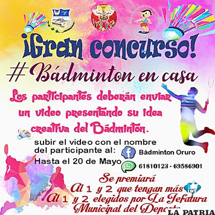 Interesante concurso lanzado por los dirigentes del bádminton
/cortesía asociación de bádminton