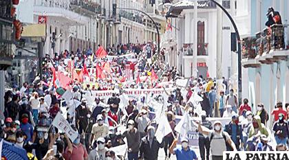 Manifestaciones en el Centro Histórico de Quito, Ecuador /EL COMERCIO
