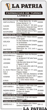 Farmacias de Turno - Lunes 2 de Mayo