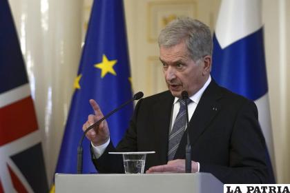 El presidente de Finlandia, Sauli Niinisto, durante una conferencia de prensa 
/AP Foto/Frank Augstein, Pool