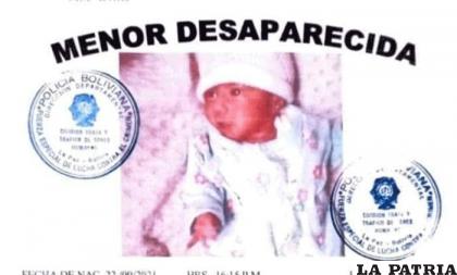 La bebé desapareció días antes de navidad del 2021 
/Archivo