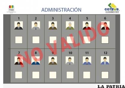Una de la papeletas de sufragio para los comicios de Coteor /TEDO
