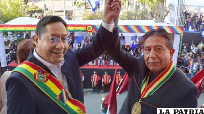 El Presidente, Luis Arce, y el vicepresidente, David Choquehuanca /ABI